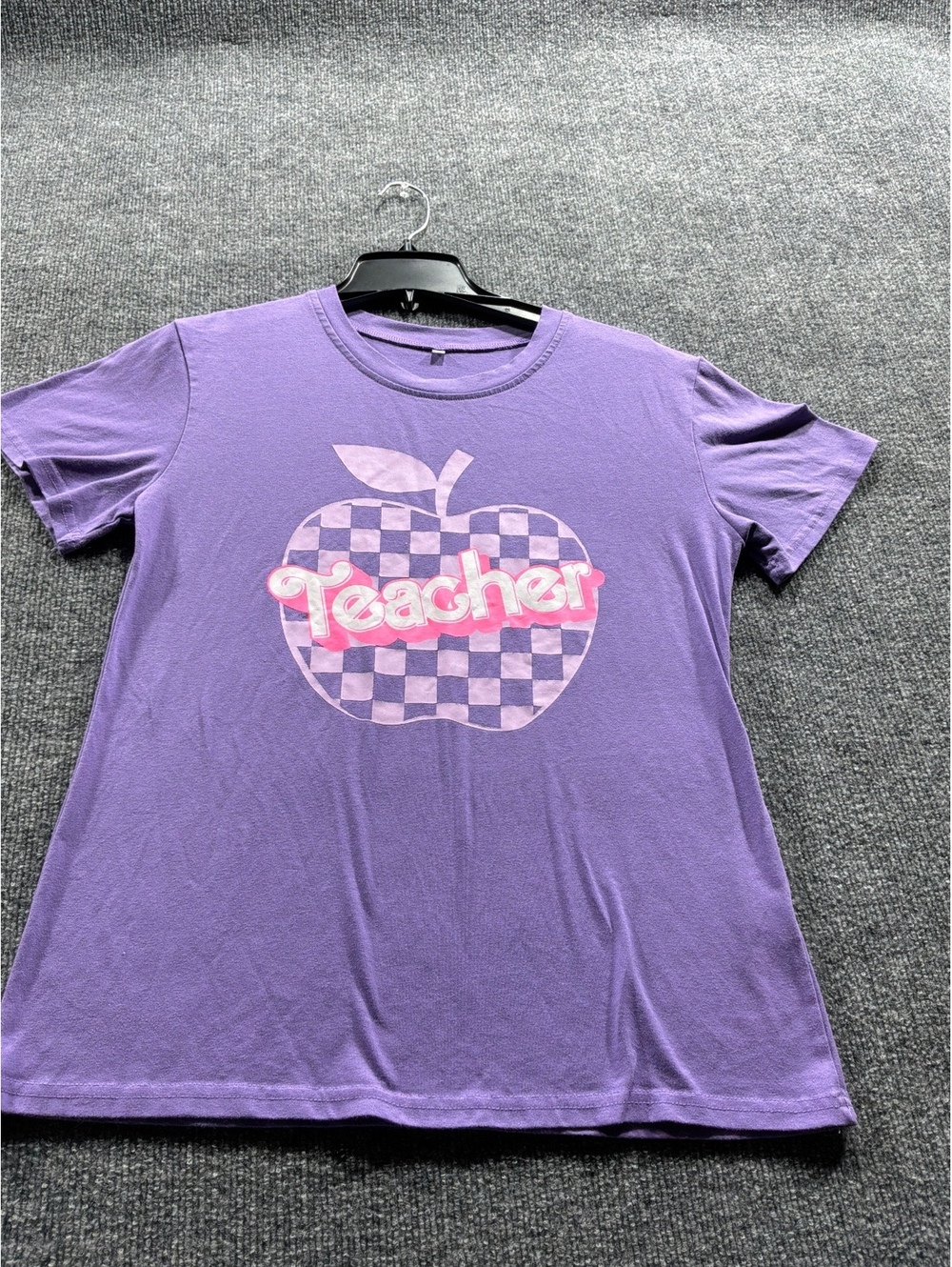 Purple 'Teacher' Graphic T-Shirt, Size Small